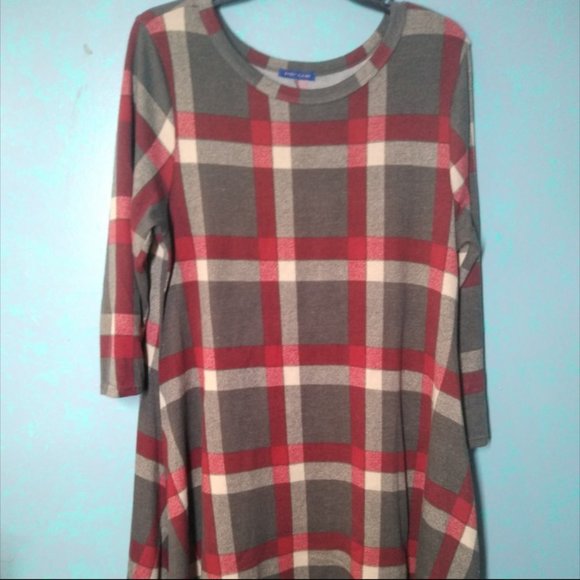 Cute! Sweet Claire Gingham Pattern Plaid Shift Dress, Womens Size Large - Picture 3 of 7
